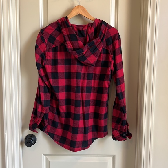 TNA Checkered Button Up with Hood - Picture 3 of 3